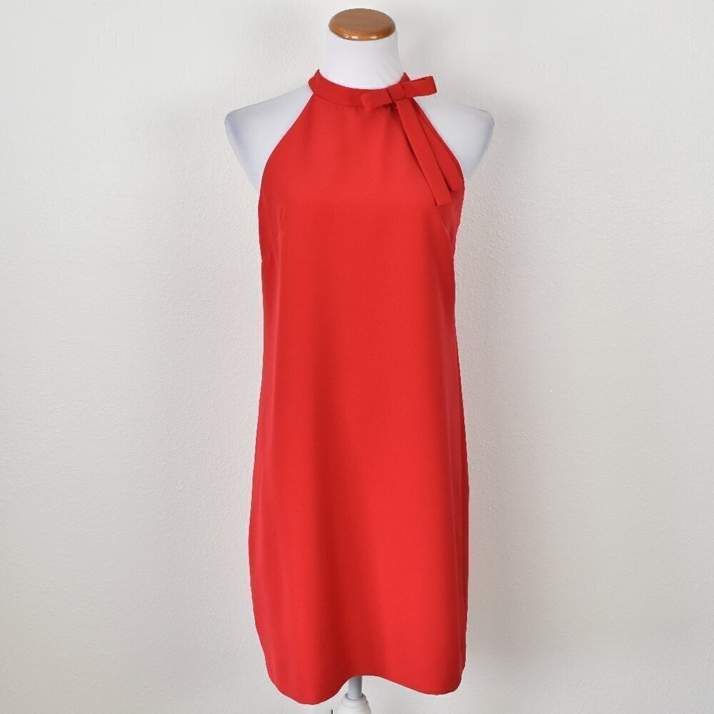 Maggy London Neck Tie Front Halter Shift Dress RED - 6